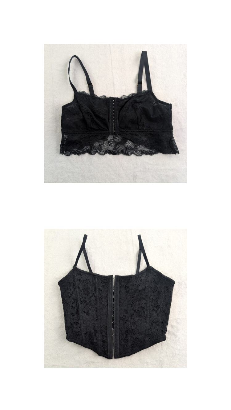 Corset Bralette (2) Fairy Whimsygoth Grunge Indie Sleaze Lace Black Size Med